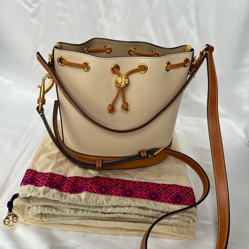 Tory Burch Colorblock Leather Top Handle Bucket Crossbody Bag